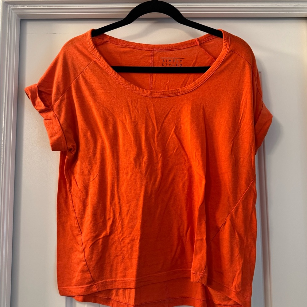 Simply Styled Bright Orange Short Cuff Sleeve Tee